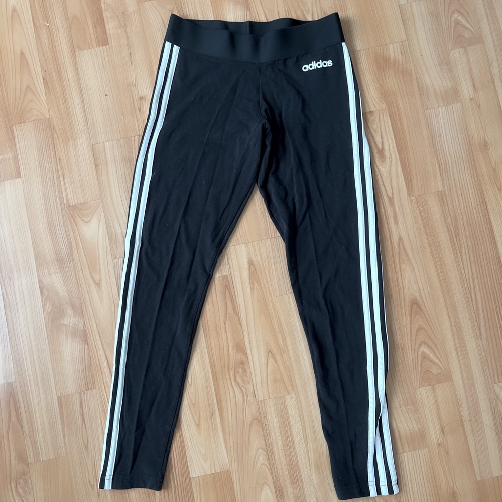 Adidas black stripe leggings